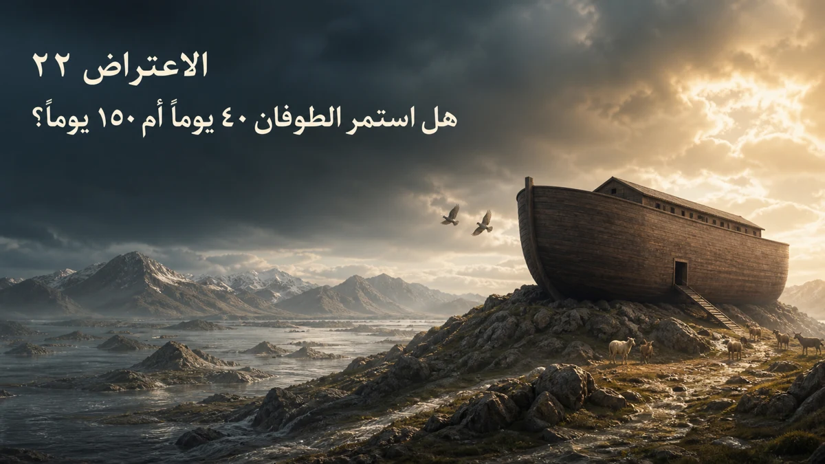 الاعتراض ٢٢: هل استمر الطوفان ٤٠ يوماً أم ١٥٠ يوماً؟