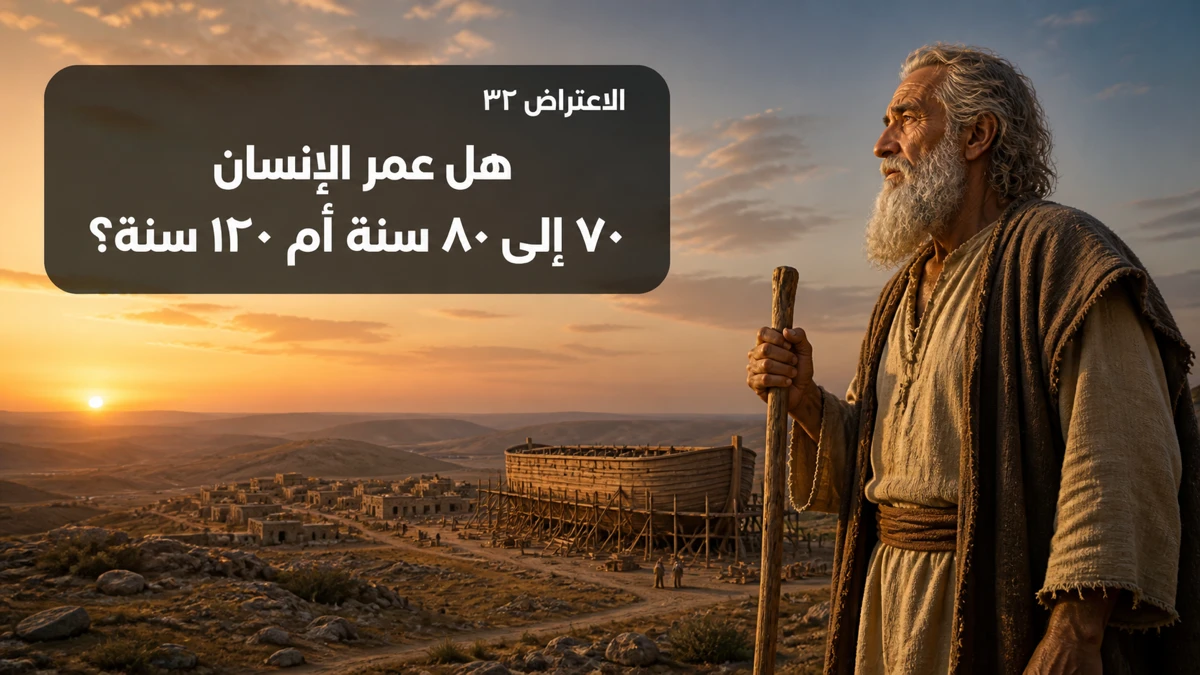 الاعتراض ٣٢: هل عمر الإنسان ٧٠ إلى ٨٠ سنة أم ١٢٠ سنة؟