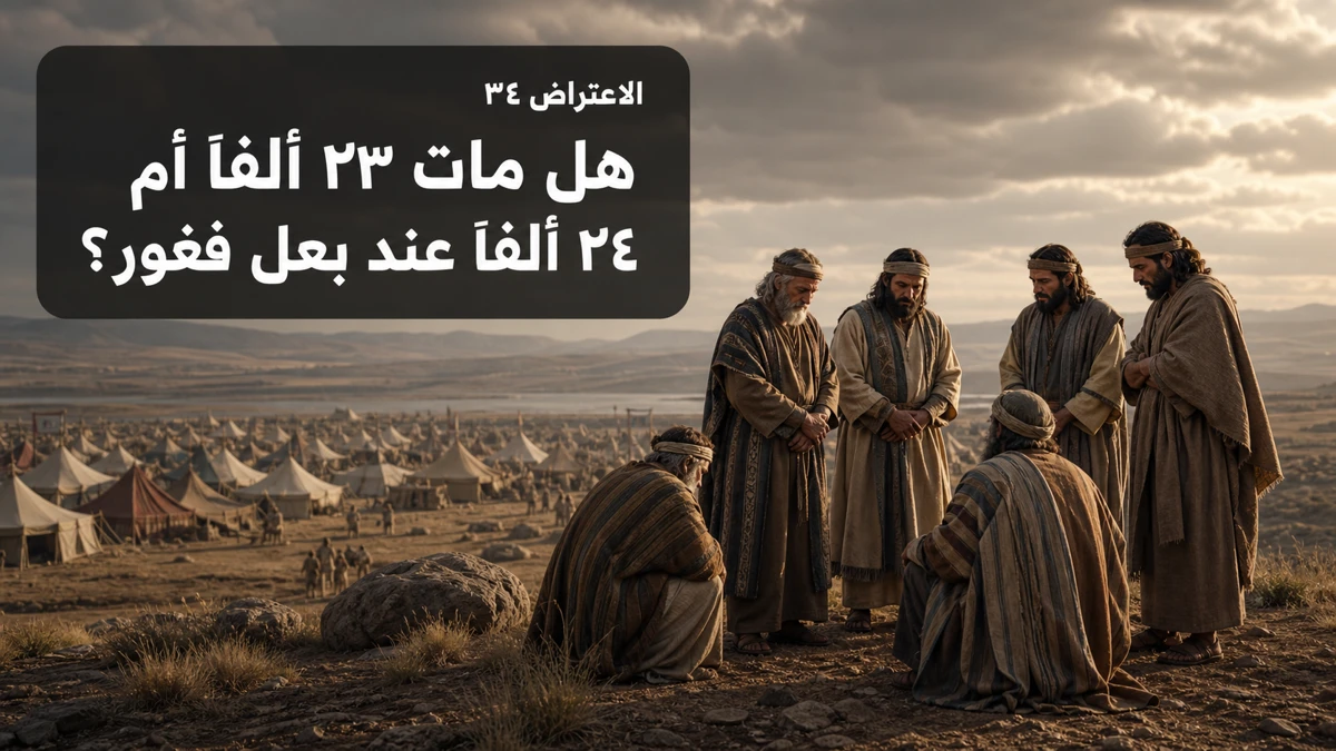الاعتراض ٣٤: هل مات ٢٣ ألفاً أم ٢٤ ألفاً عند بعل فغور؟