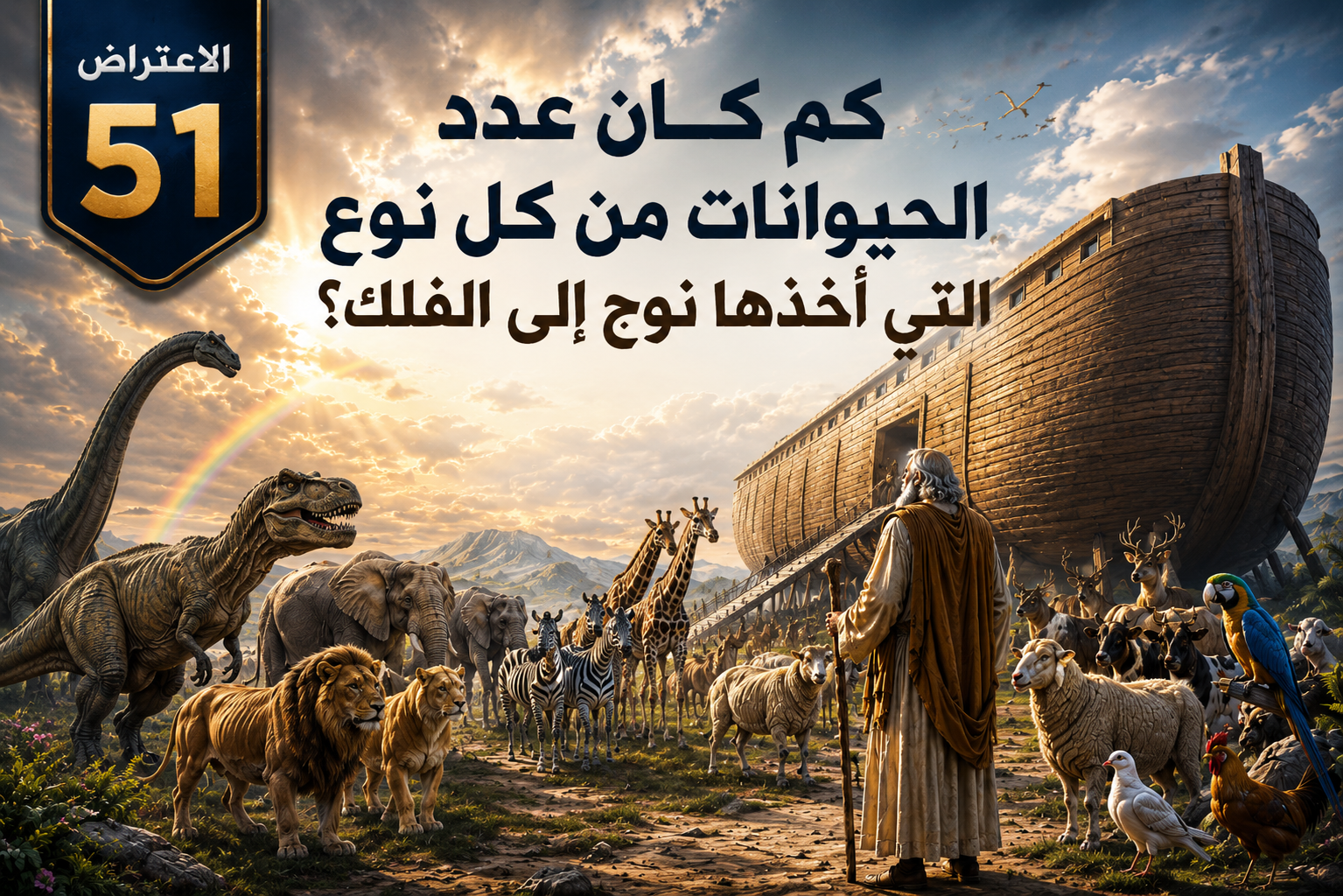 الاعتراض ٥١: كم كان عدد الحيوانات من كل نوع التي أخذها نوح إلى الفلك؟