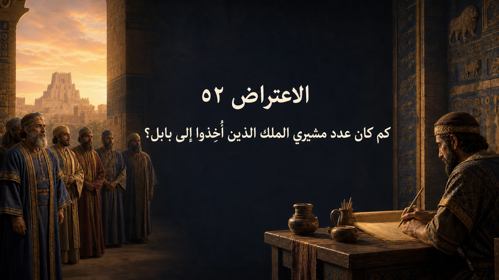 الاعتراض ٥٢: كم كان عدد مشيري الملك الذين أُخِذوا إلى بابل؟